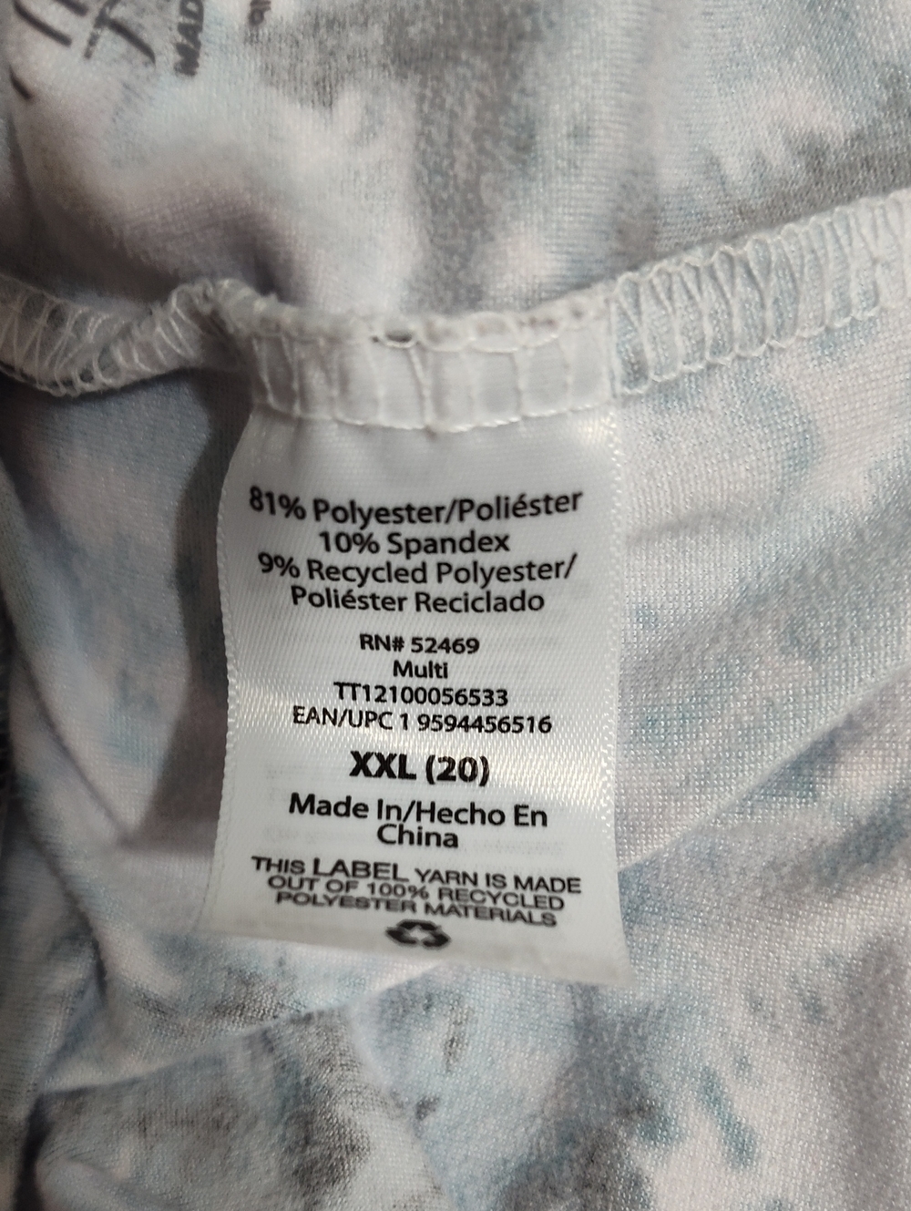 Time and Tru Cropped Leggings, White, Blue & Black Tie Dye, Size XXL (20) - Picture 3 of 12
